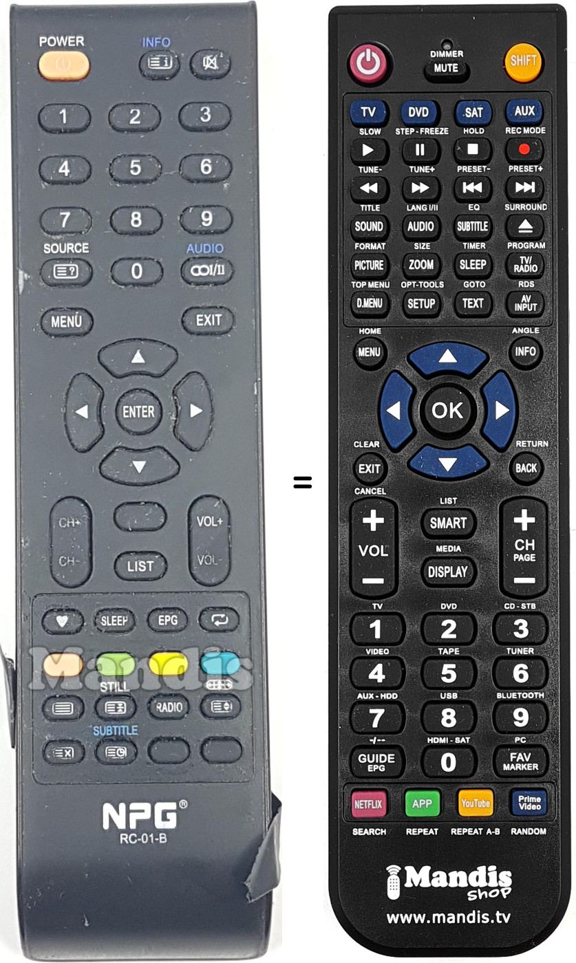 Télécommande équivalente RC-01 B