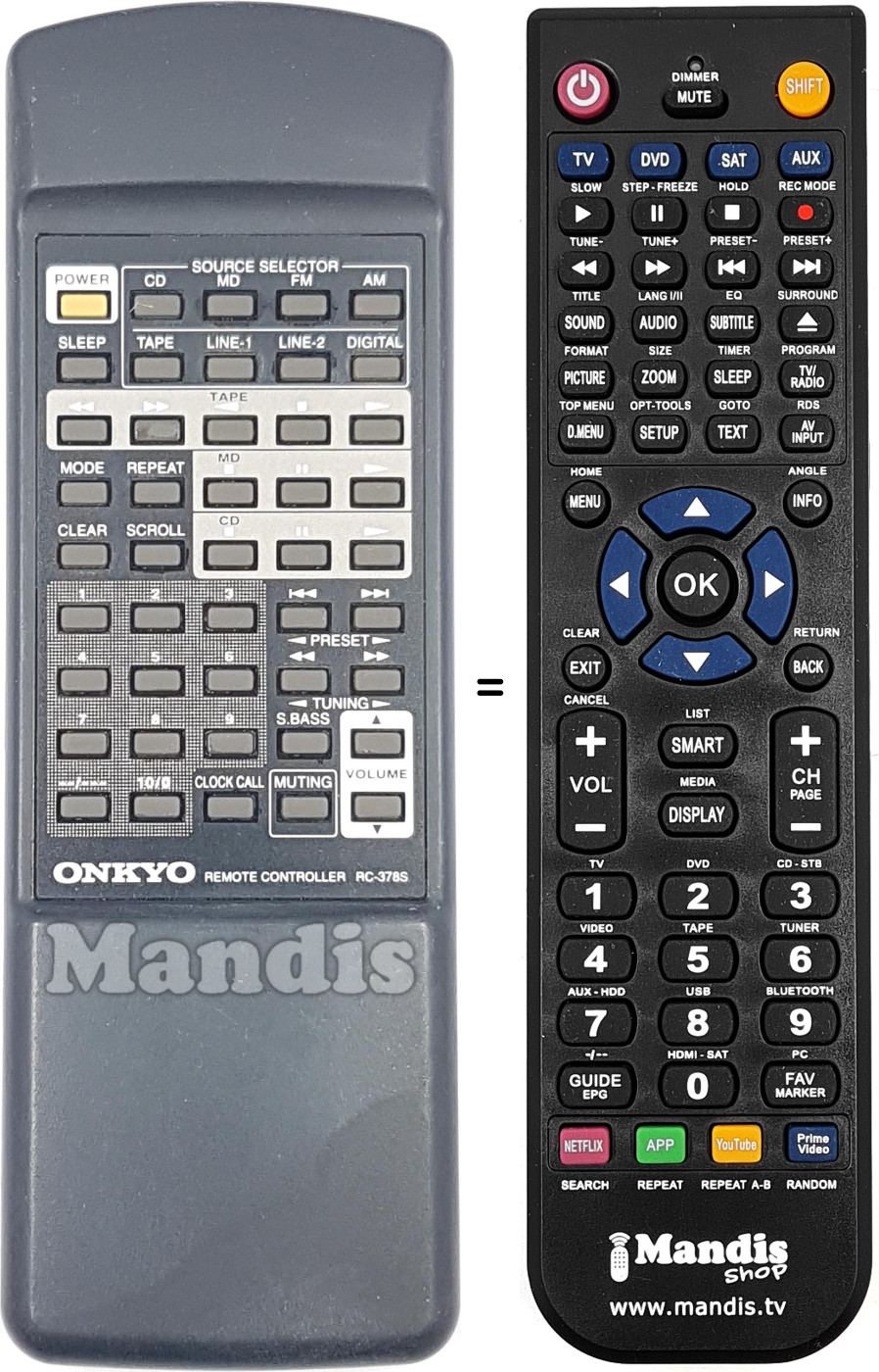 Télécommande équivalente RC-378S