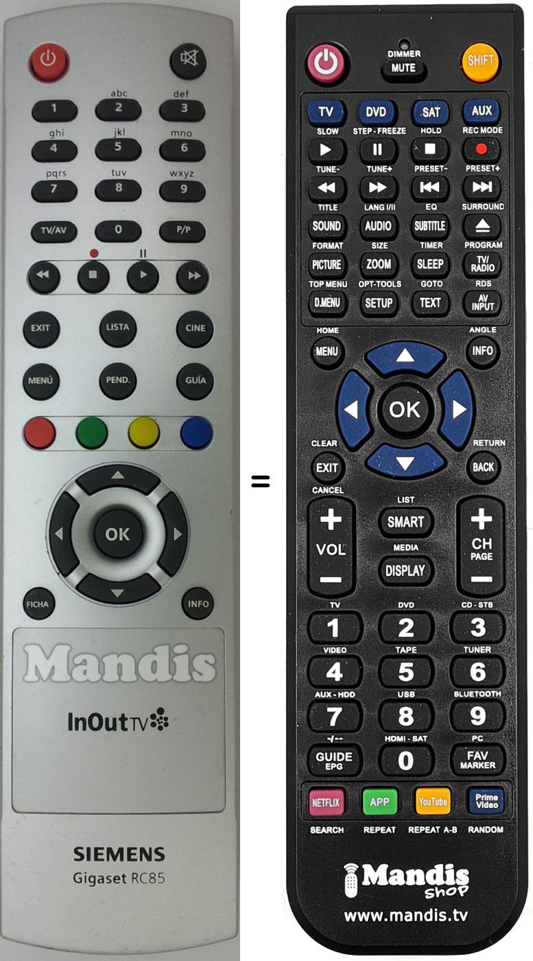 Télécommande équivalente Siemens RC85