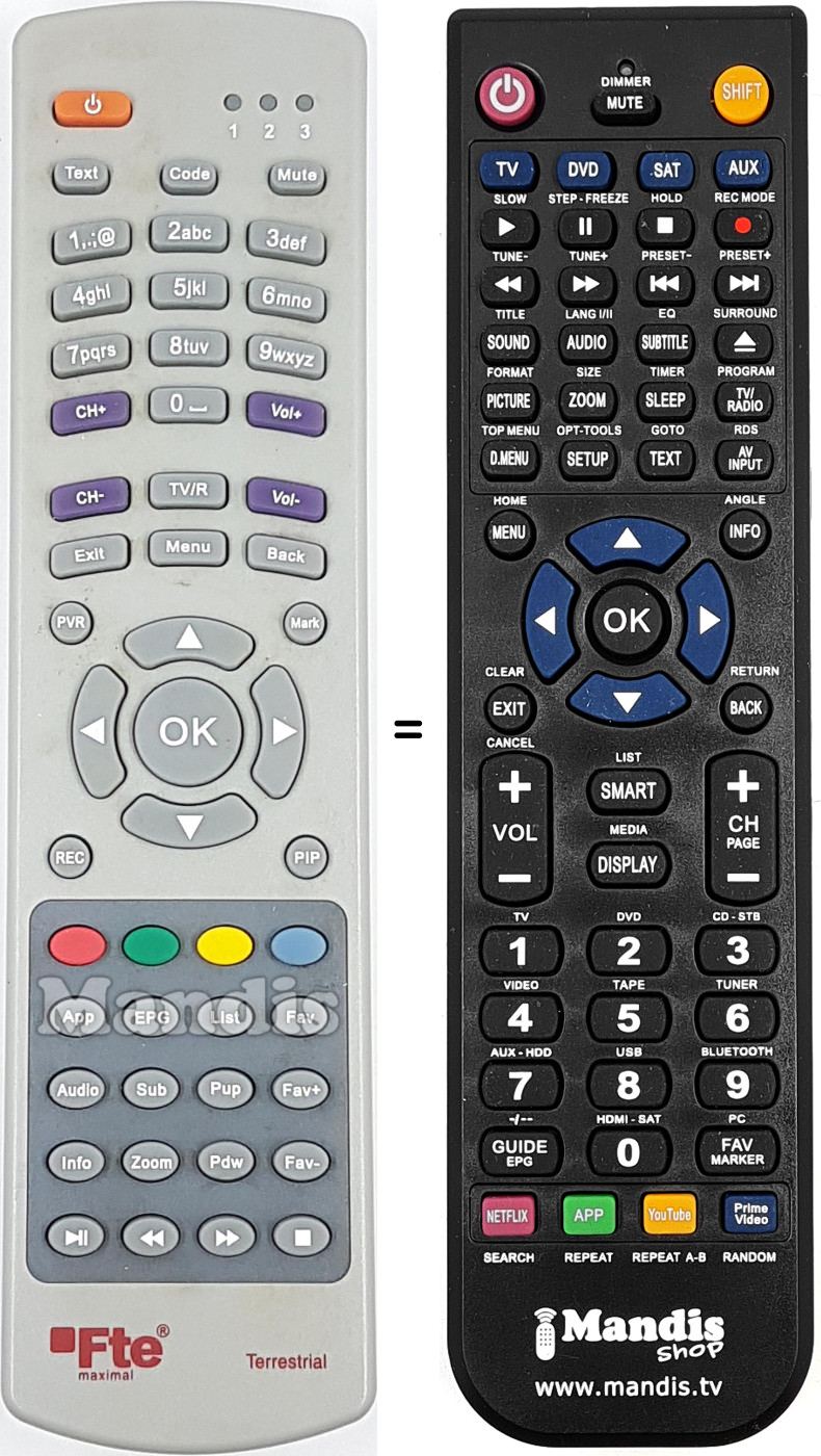 T&eacute;l&eacute;commande &eacute;quivalente REMCON1677