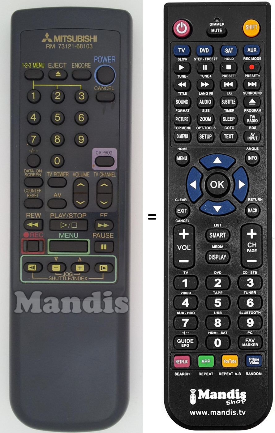 Télécommande équivalente RM73121-68103 Télécommande équivalente RM73121-68103