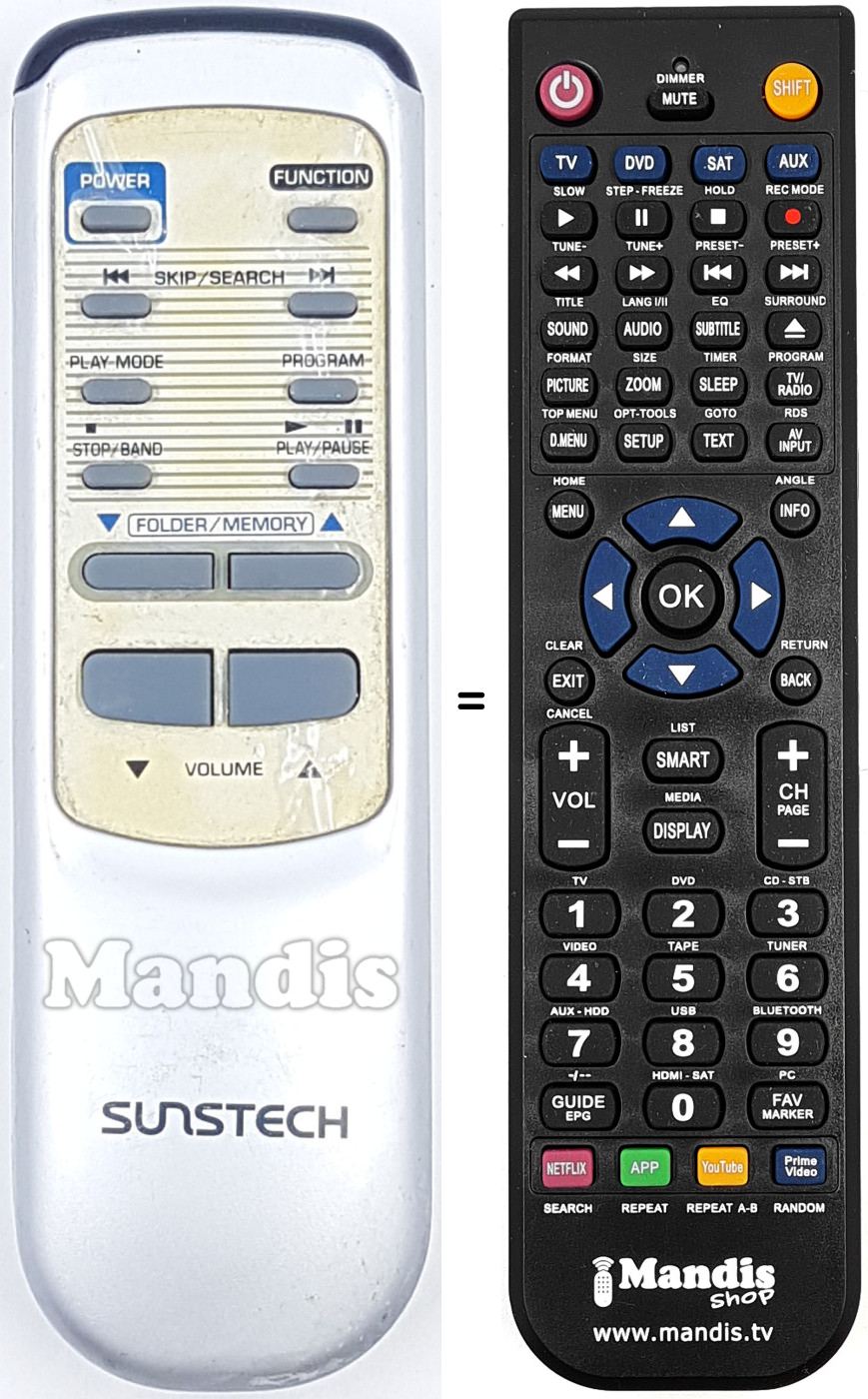 Télécommande équivalente SUN009