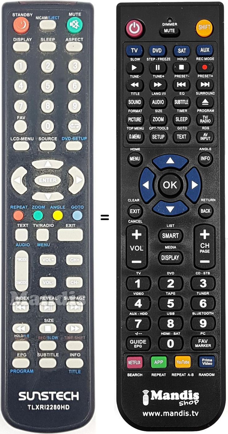 Télécommande équivalente TLXRI2280HD