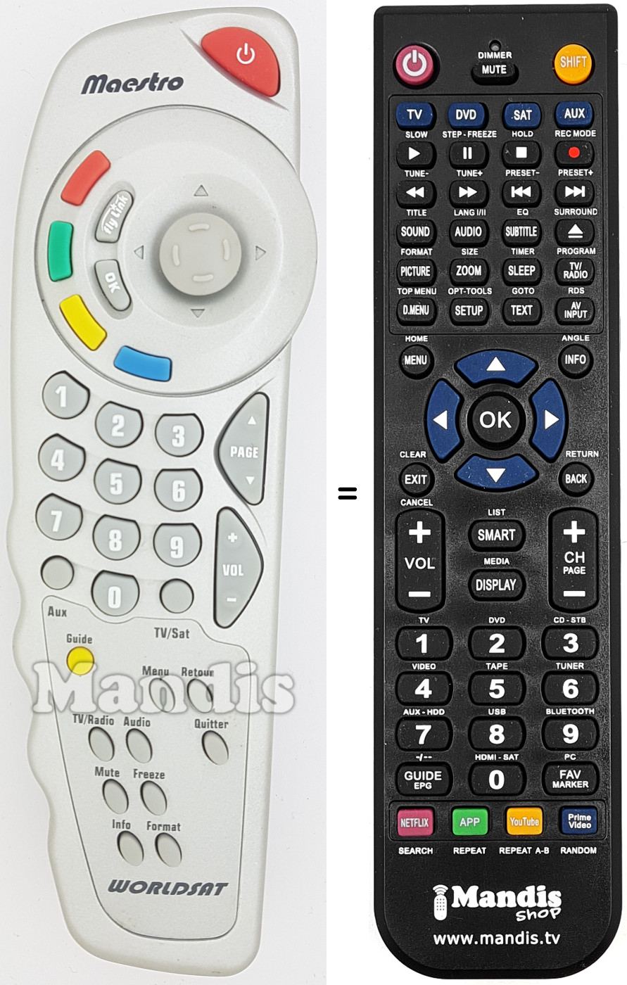 Télécommande équivalente WORDSAT