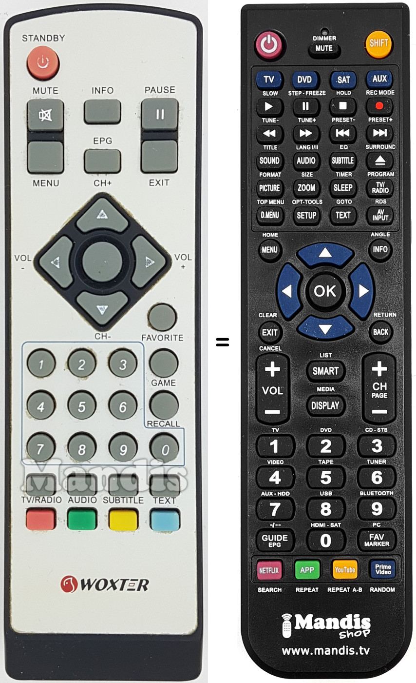 Télécommande équivalente WOX003