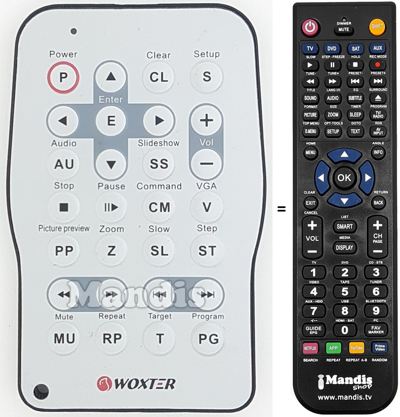 Télécommande équivalente WOX004