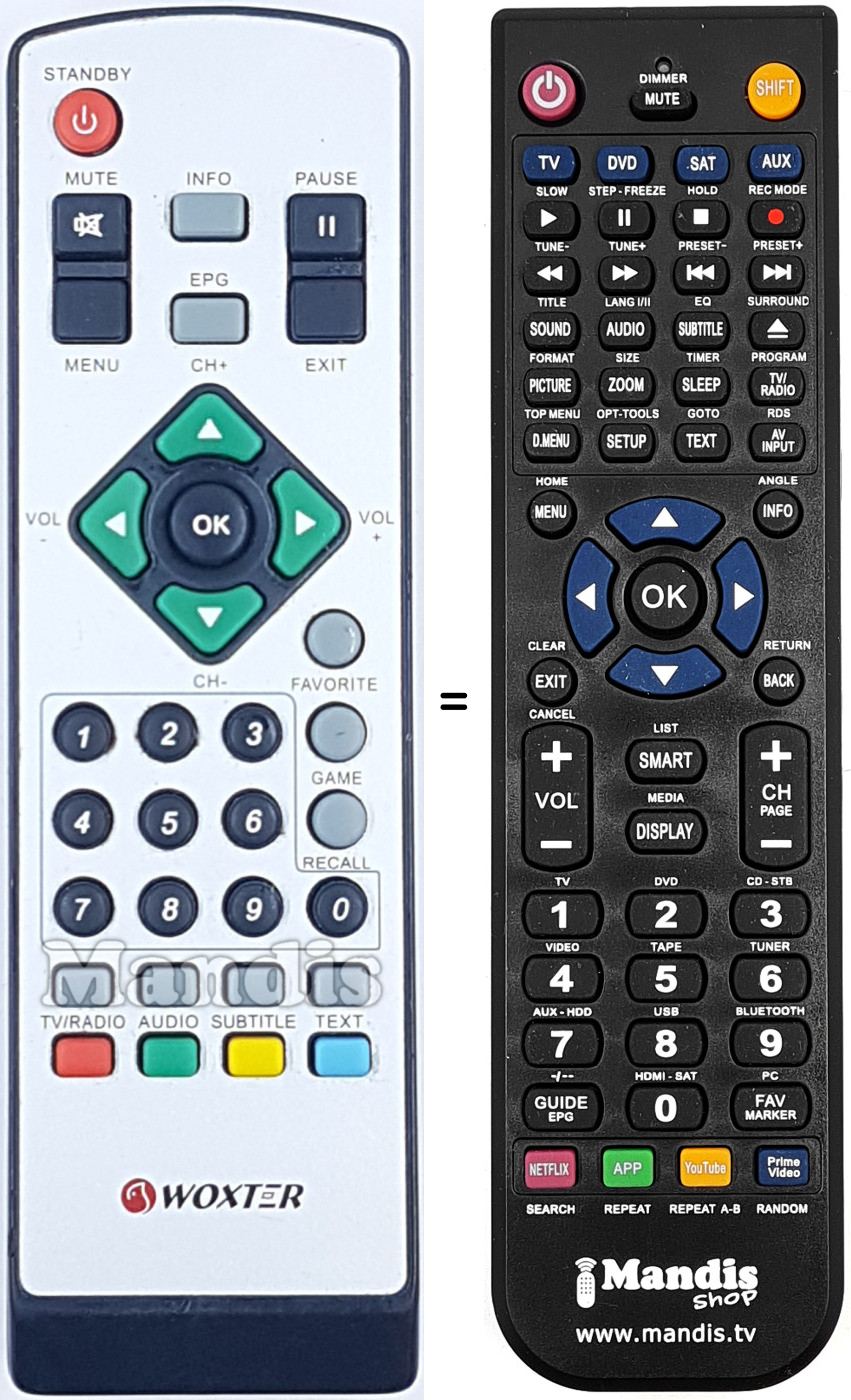 Télécommande équivalente WOX006