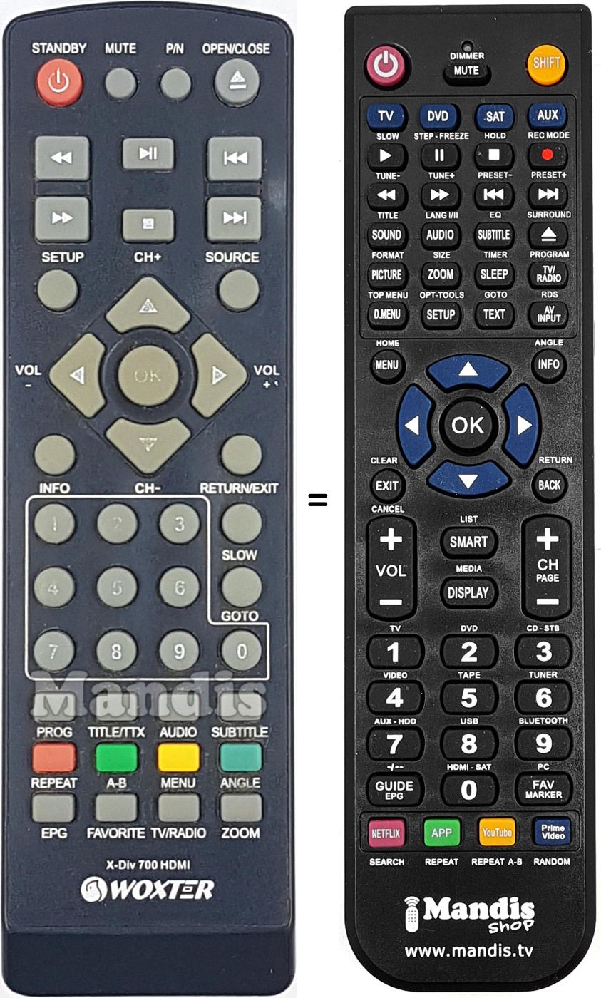 Télécommande équivalente Woxter X-Div700-HDMI