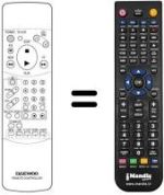 Télécommande équivalente Daewoo DVR8680SV