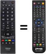 Télécommande équivalente Toshiba 26EL833