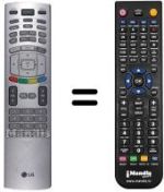 Télécommande équivalente LG 6710V00141D