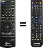 Télécommande équivalente LG DV647