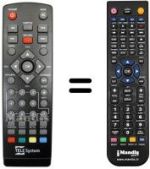 Télécommande équivalente Telesystem TS6280
