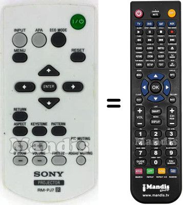 Télécommande équivalente Sony RM-PJ7 Télécommande équivalente Sony RM-PJ7