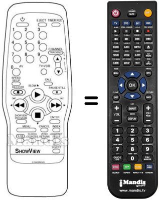 Replacement remote control Bush VCR 871 NVP