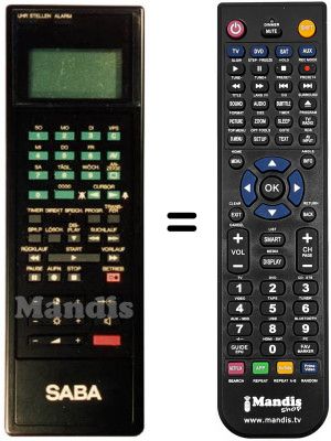 Télécommande équivalente Saba VRR 88A10 Télécommande équivalente Saba VRR 88A10