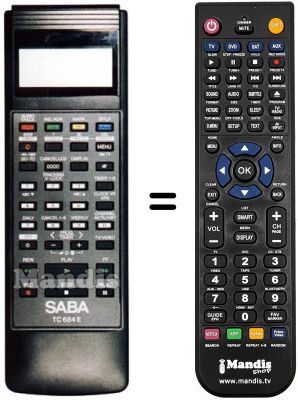 Télécommande équivalente Saba VR 6844 E Télécommande équivalente Saba VR 6844 E