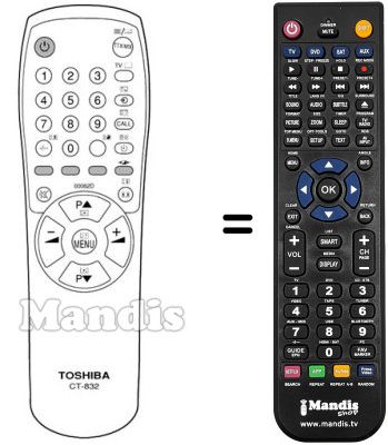 Replacement remote control Toshiba 21 T 01 D