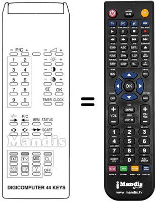 Replacement remote control White Westinghouse DIGICOMPUTER 44 KEYS
