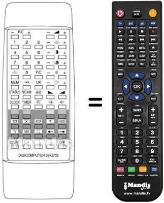 Replacement remote control DIGICOMPUTER 58 KEYS