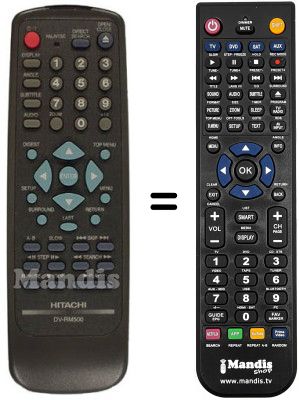 T&eacute;l&eacute;commande &eacute;quivalente DV-RM 500
