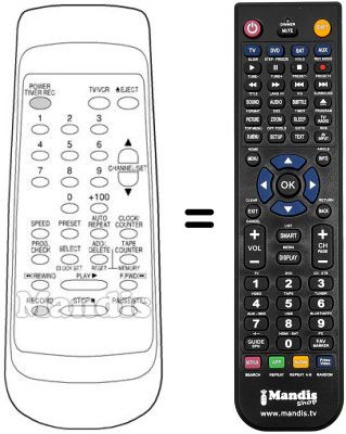 Replacement remote control Funai FV 2161