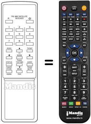 Replacement remote control PAL-MAC SATELLITE RECEIVER