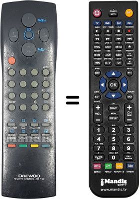 Télécommande équivalente Daewoo DTC 29G1 Télécommande équivalente Daewoo DTC 29G1