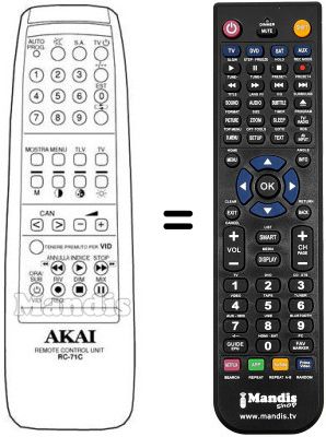 Télécommande équivalente RC-71C