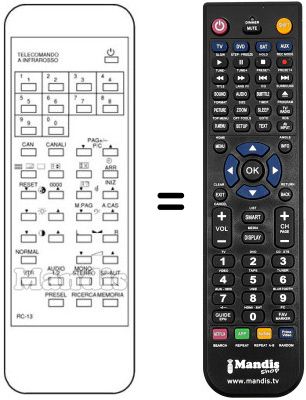 Télécommande équivalente RC 13