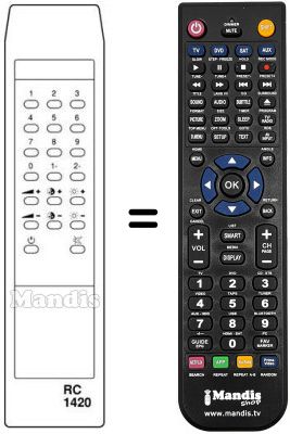 Télécommande équivalente RC 1420 Télécommande équivalente RC 1420
