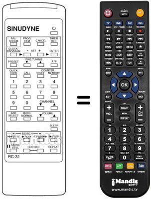 Replacement remote control Sinudyne 1999 V