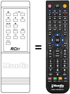 Télécommande équivalente RC 51 Télécommande équivalente RC 51
