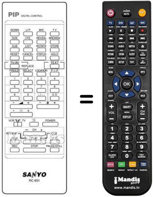T&eacute;l&eacute;commande &eacute;quivalente RC 651