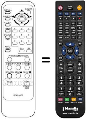 Télécommande équivalente RC 6X03 FE