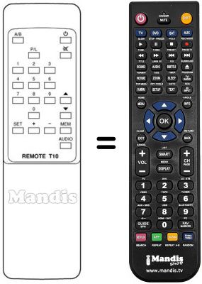 Télécommande équivalente REMOTE T10