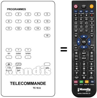 T&eacute;l&eacute;commande &eacute;quivalente TC 16 A