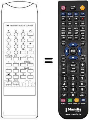 Replacement remote control Singer TVC 749