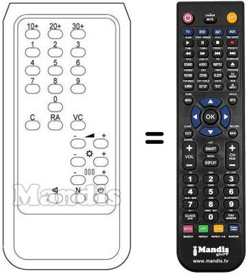 Replacement remote control Crosley TVC 99CH / 40PR