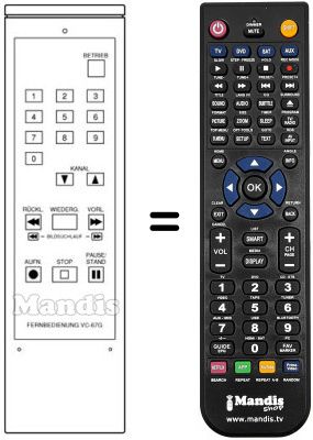 Télécommande équivalente NordMende V 1035 T Télécommande équivalente NordMende V 1035 T