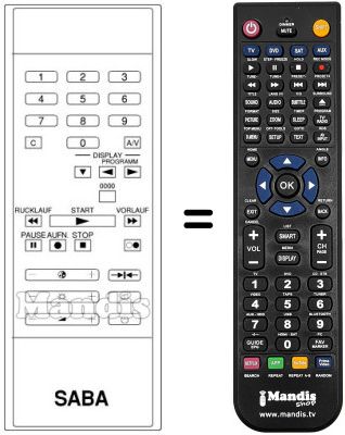 Télécommande équivalente V 1205 K Télécommande équivalente V 1205 K
