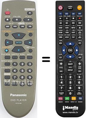 Replacement remote control Panasonic DVD RV 20