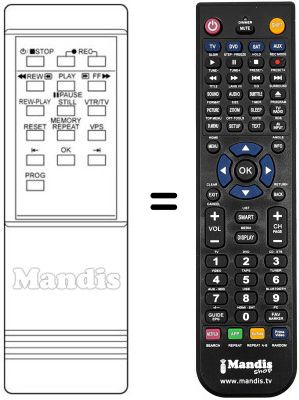 Replacement remote control MEMOREX VR 2150
