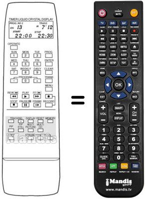 Replacement remote control White Westinghouse VTR 3002 S