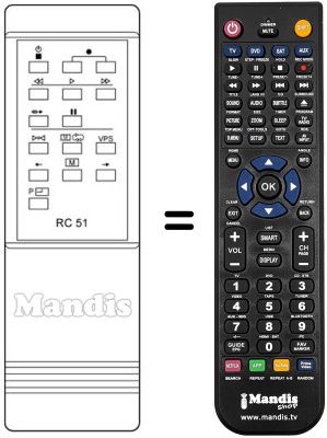 Télécommande équivalente ELCIT VTR 8020 Télécommande équivalente ELCIT VTR 8020