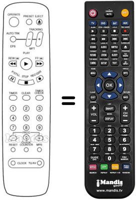 Télécommande équivalente ELCIT VTR 8101 Télécommande équivalente ELCIT VTR 8101
