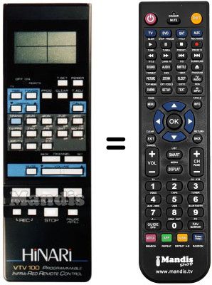 Replacement remote control VTV 100