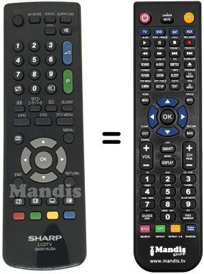 Replacement remote control Sharp LC-32RD1RU