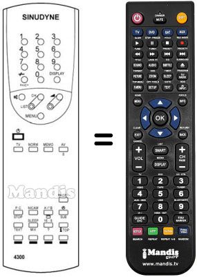 Télécommande équivalente Sinudyne TRIADE3458B