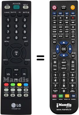 Télécommande équivalente LG 22LS4D Télécommande équivalente LG 22LS4D